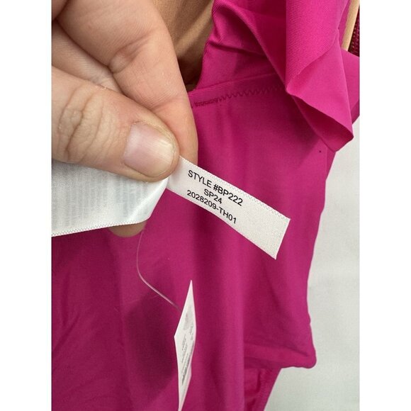 J. Crew Ruched Ruffle One Piece Swimsuit women 6 Pink Fuchsia Resortwear NEW - Picture 6 of 6
